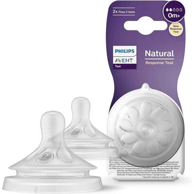 Philips Avent Natural Response Bottle Teat 2 Flows, 0 Months+ 2 Pieces