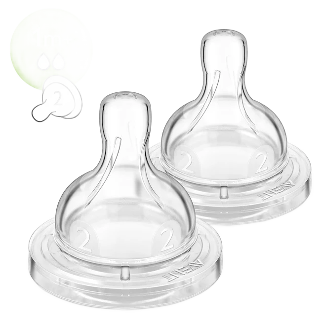 Philips Avent Classic Anti-Colic Slow Flow Teats 1M+ 2 Holes