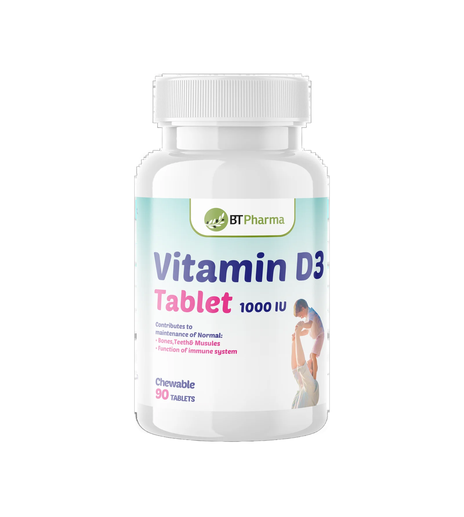 BT Pharma Vitamin D3 1000 IU 90 Chewable Tablets