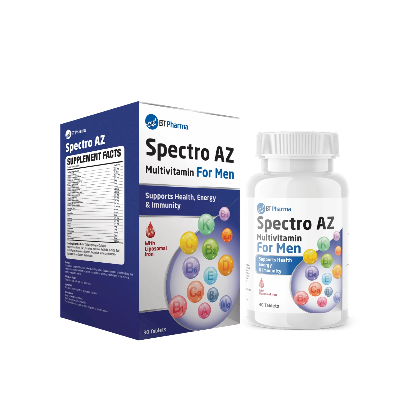 BT Pharma Spectro A-Z Multivitamins For Men 30 Tablets