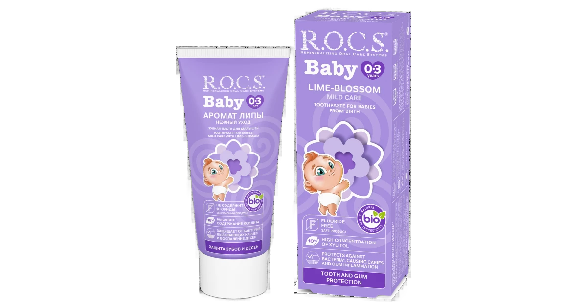 R.O.C.S. Baby Lime-Blossom Toothpaste Fluoride-Free For 0-3 Years 45g