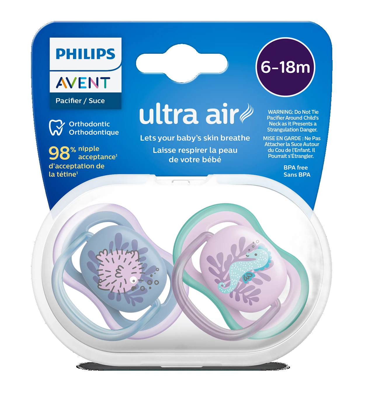 Philips Avent Soother Ultra Air 6-18M Girl 2 Pieces