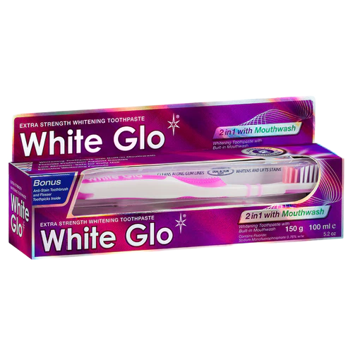 White Glo 2-In-1 Toothpaste With Mouthwash 150g