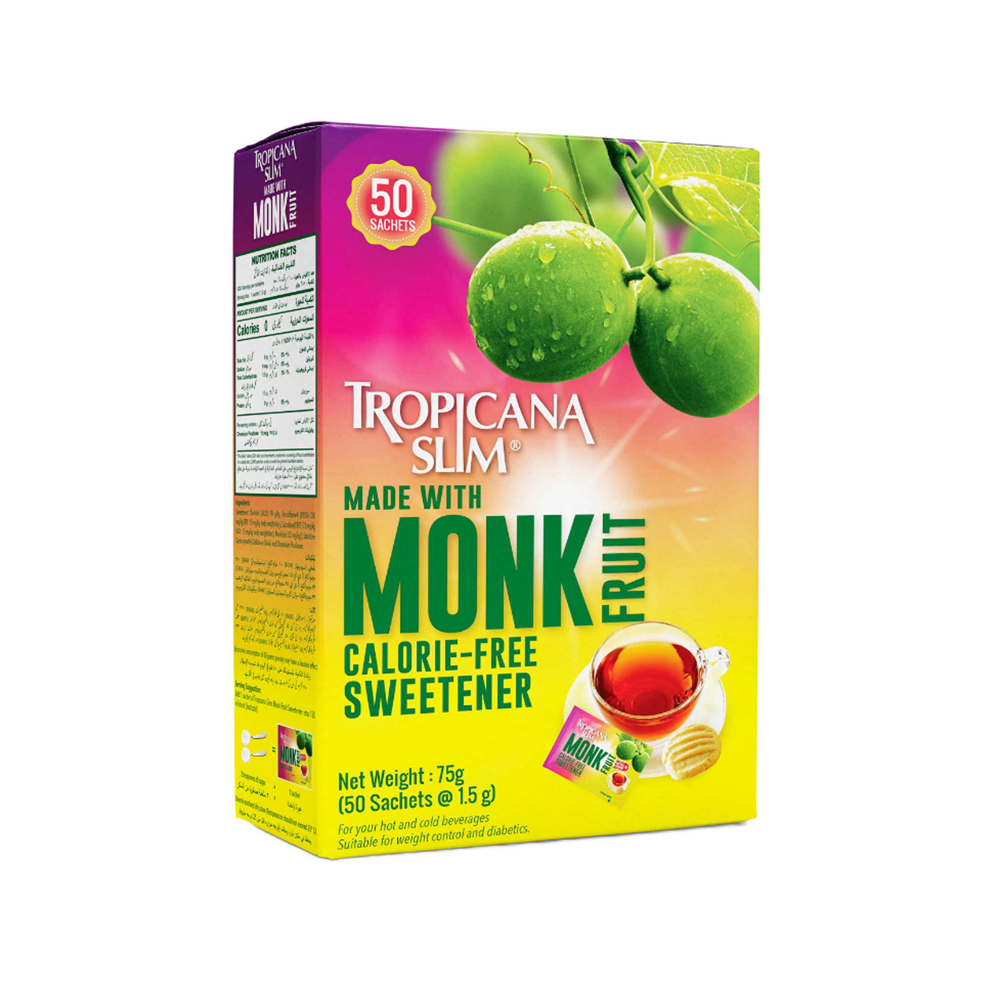 Tropicana Slim Monk Fruit Sweetener With Chromium 50 Sachet
