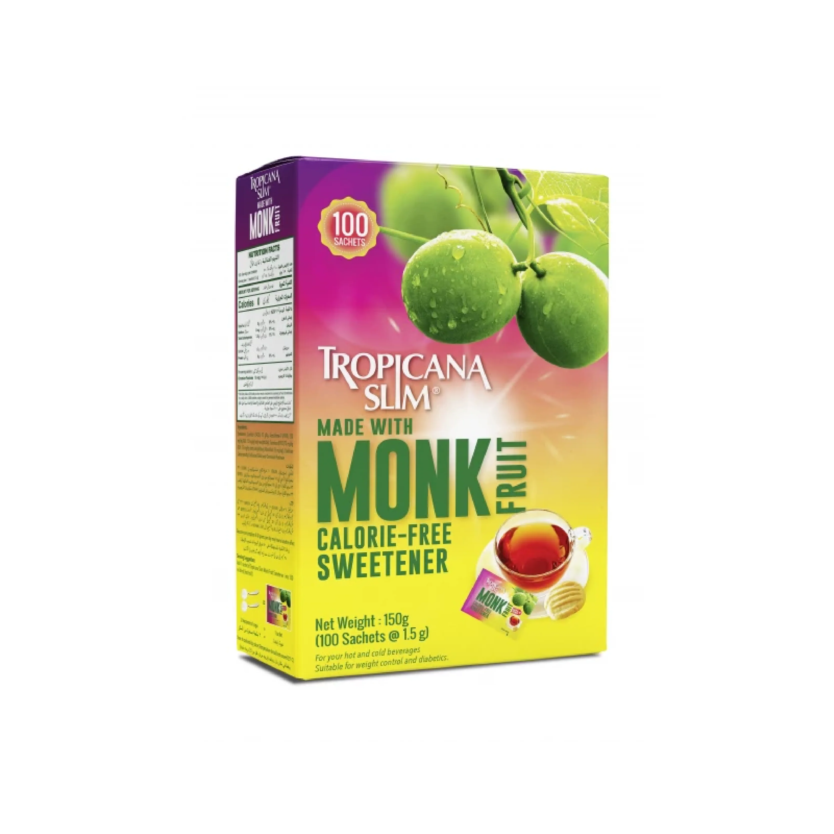 Tropicana Slim Monk Fruit Sweetener With Chromium 100 Sachet