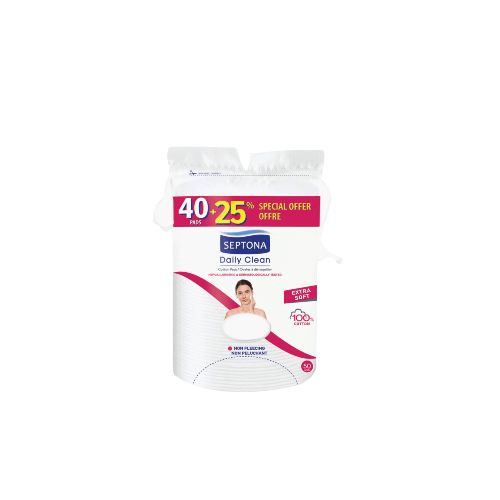 Septona Daily Clean Makeup Removal Oval Cotton Pads 40+25 % FREE Pads