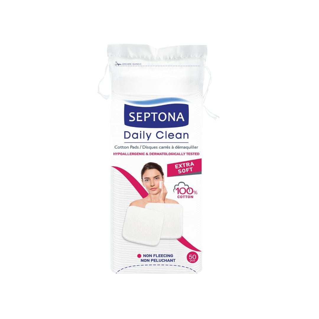 Septona Daily Clean Makeup Removal Square Cotton Pads 50 Pads