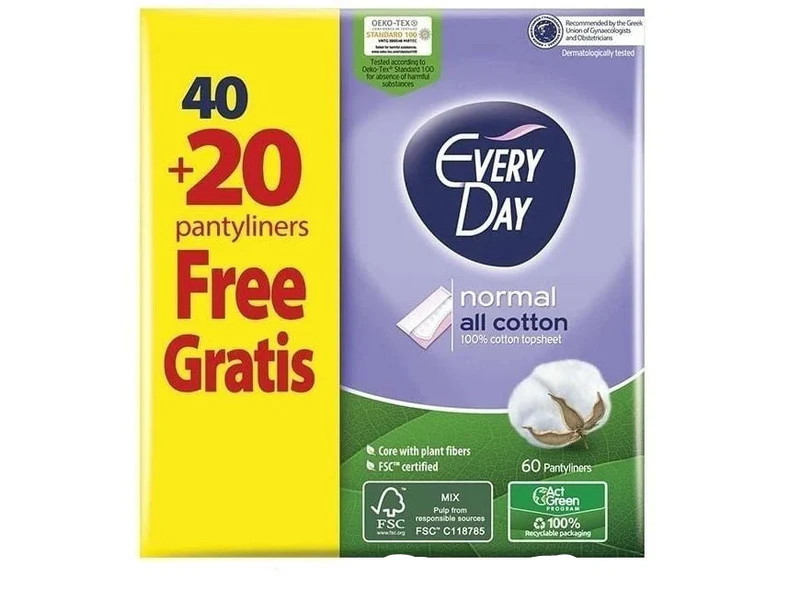 Everyday All Cotton Normal 40+20 free Pantyliners