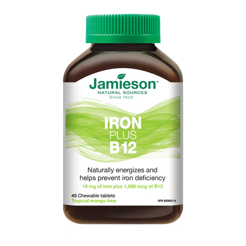 Jamieson Iron + Vitamin B12 18mg Chewable Tablet 45 Tabs