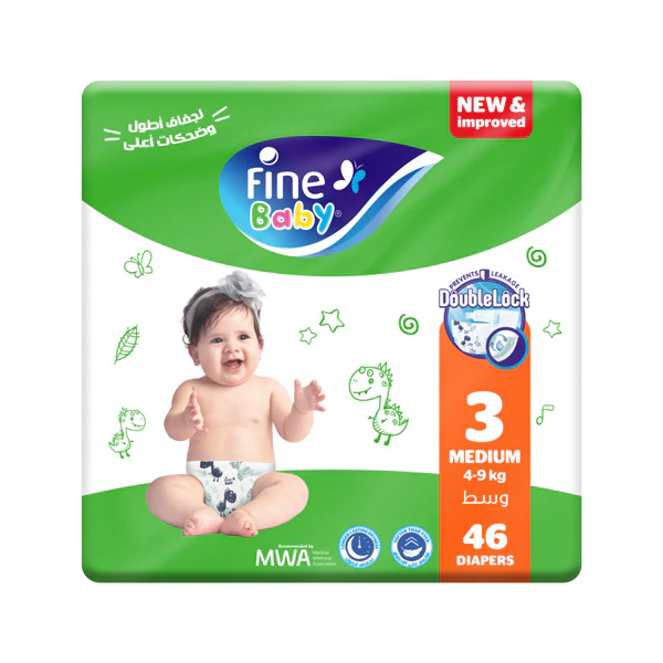 Fine Baby Diapers Size 3 (4-9 KG) Medium 46 Diapers