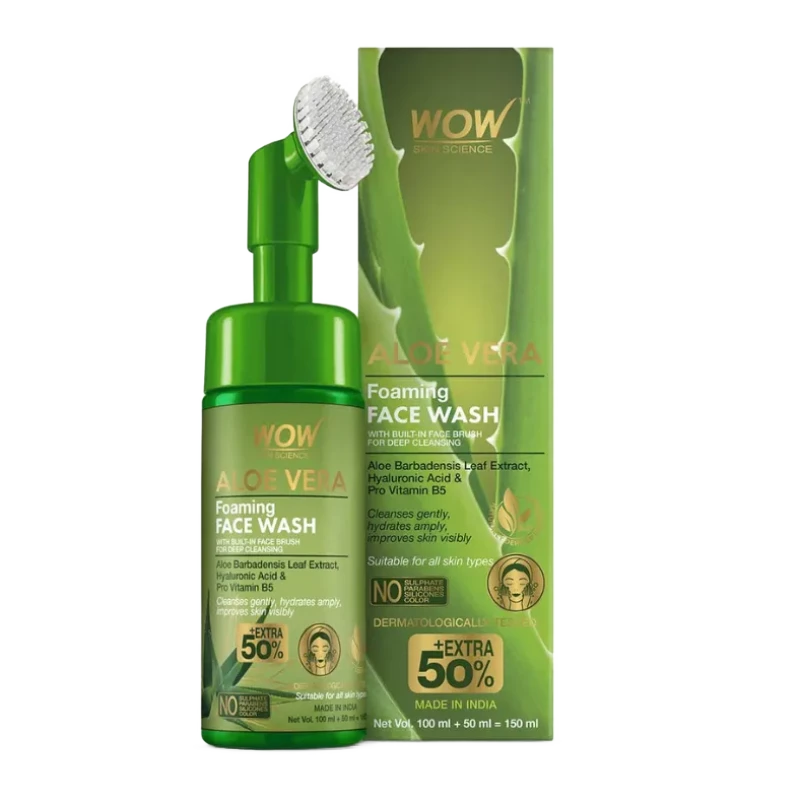 Wow Skin Science Aloe Vera Face Wash With Brush 150ml
