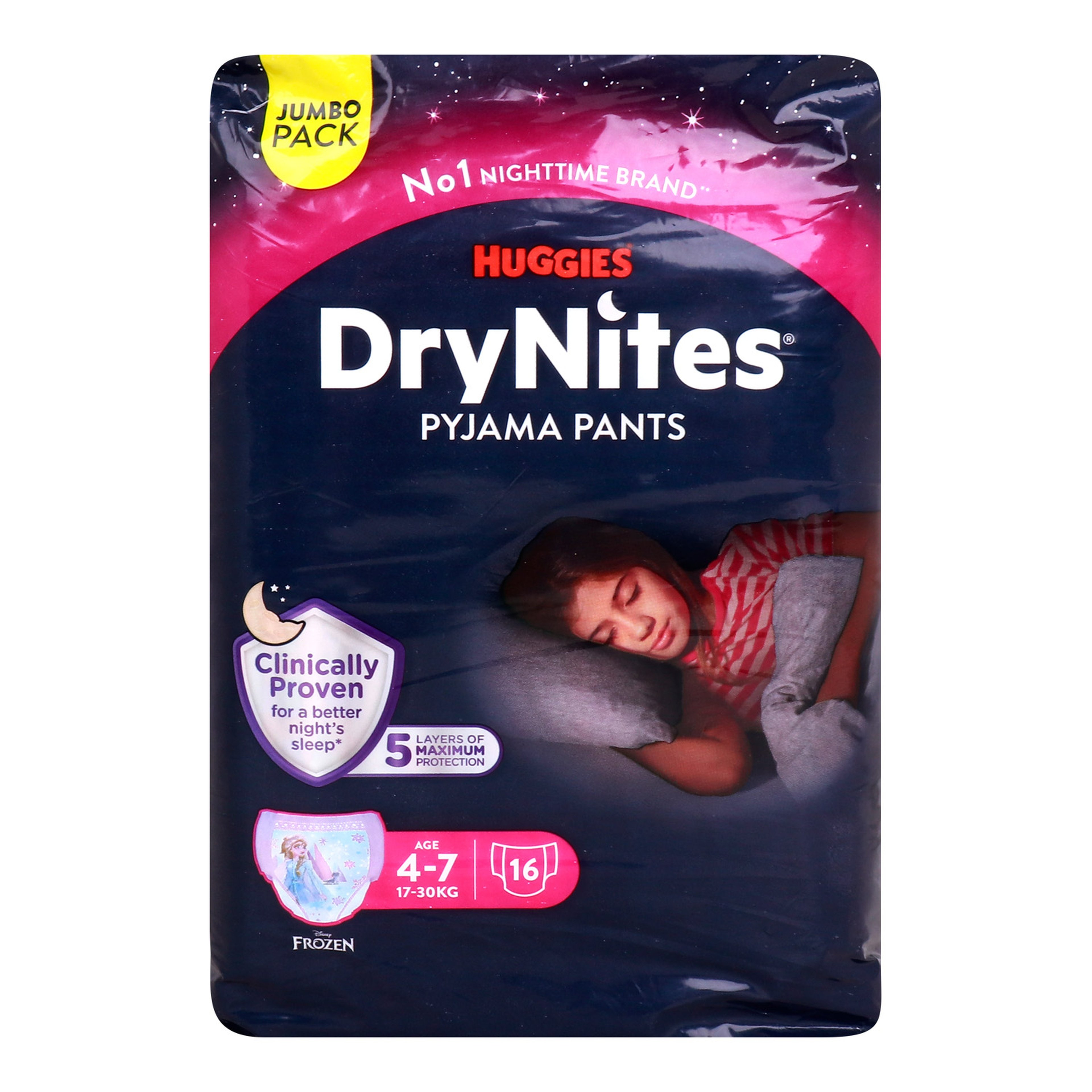 Huggies DryNites Pyjama Pants 4-7 years for Girls 17-30 Kg 16 Pants