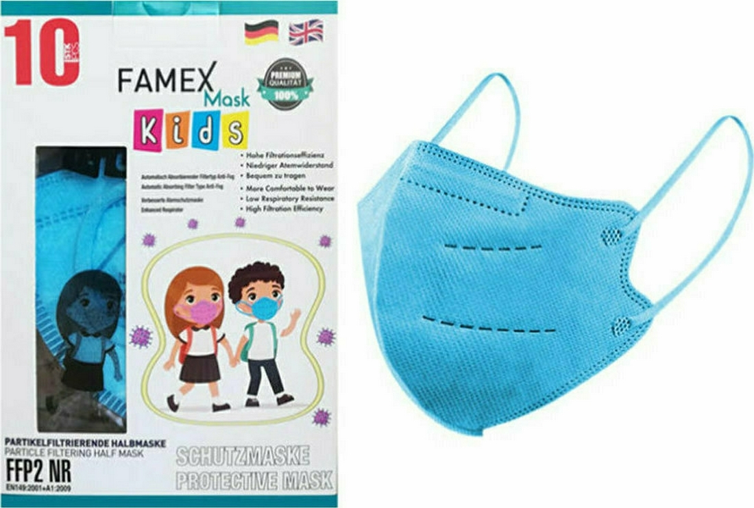 Famex Kids Face Mask Blue 1 Piece