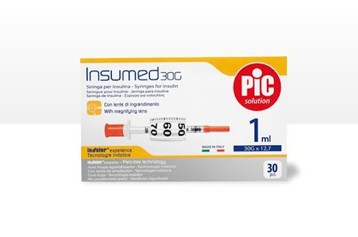 Pic Insumed Insulin Syringes 1ml 8mm 30G 30 Syringes