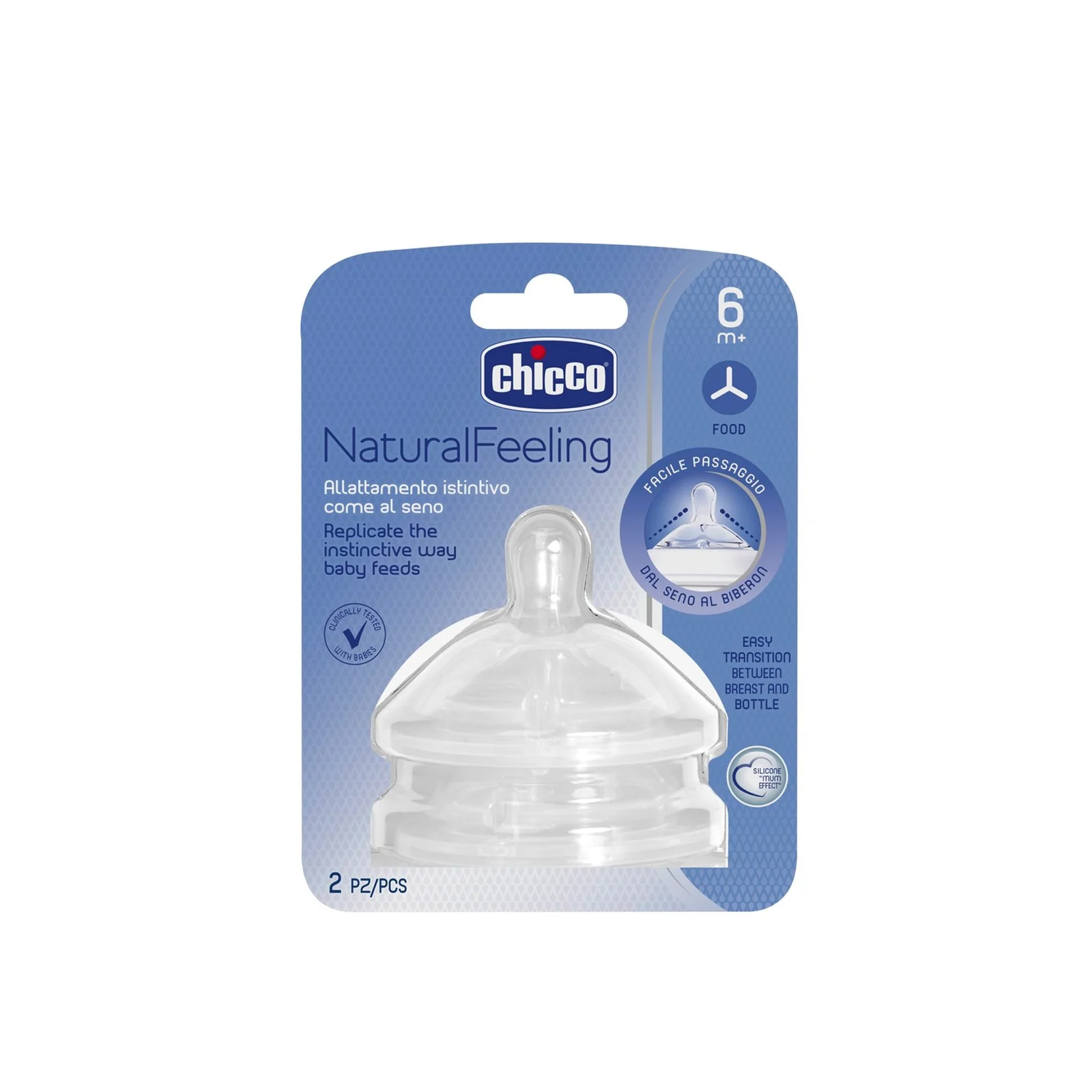 Chicco Natural Feeling Teat 6M+ Food Flow 2 Pieces