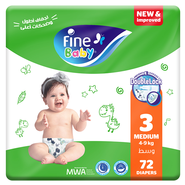 Fine Baby Diapers Size 3 (4-9 Kg) Mega 72 Diaper