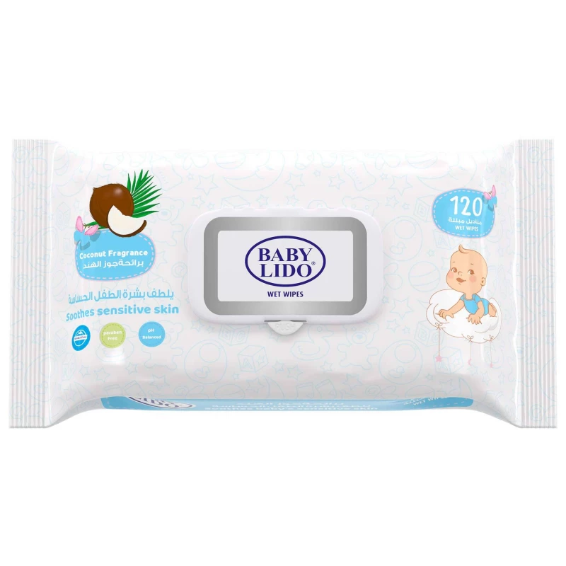 Baby Lido Wipes With Coconut Blue 120 Pieces