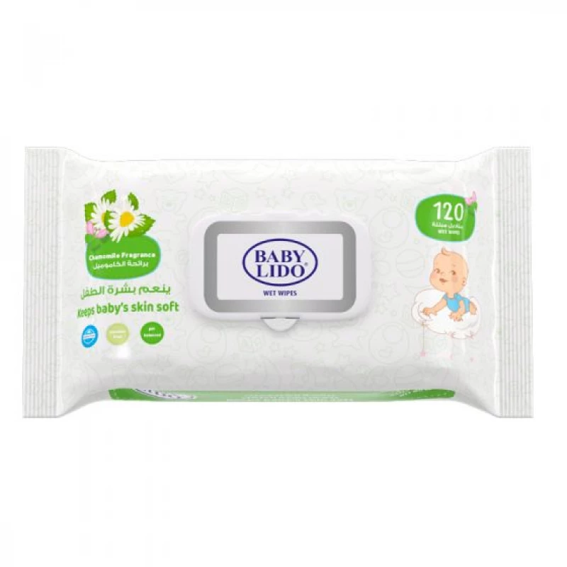 Baby Lido Wipes With Chamomile Green 120 Pieces