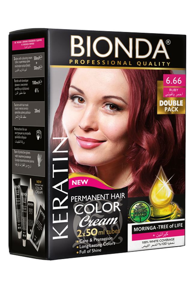بيوندا صبغة شعر دائمة 6.66 لون روبي عبوة مزدوجة 50 مل