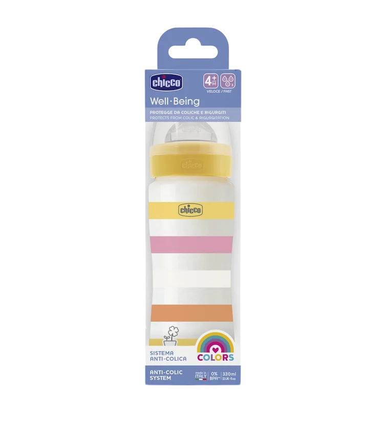 Chicco Well-Being Bottle Fast Flow 4M+ Yellow 330ml