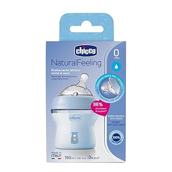 Chicco Natural Feeling Baby Bottle Blue 0M+ Regular Flow 150ml