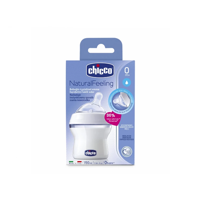Chicco Natural Feeling Baby Bottle White 0M+ Regular Flow 150ml