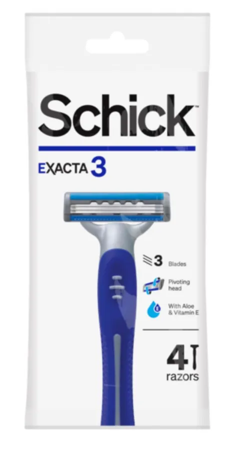 Schick Exacta 3 Razor For Men 4 Pieces