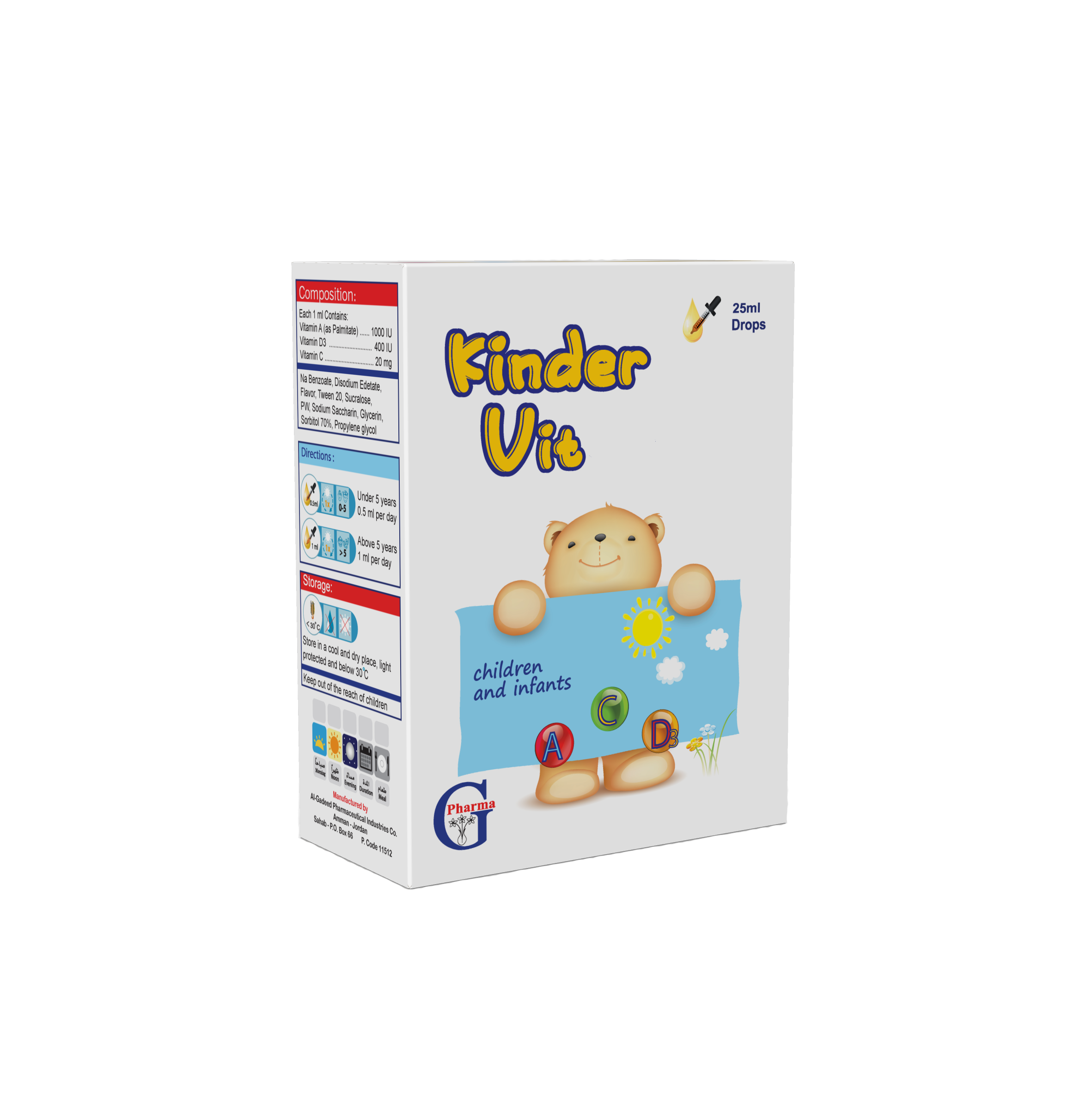 Al-Gadeed Pharmaceutical Multi Kinder Vit Drops For Kids 25 ml