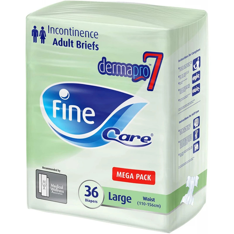 Fine Care Unisex Adult Diapers Size L 36 Waist 110 -156 Cm