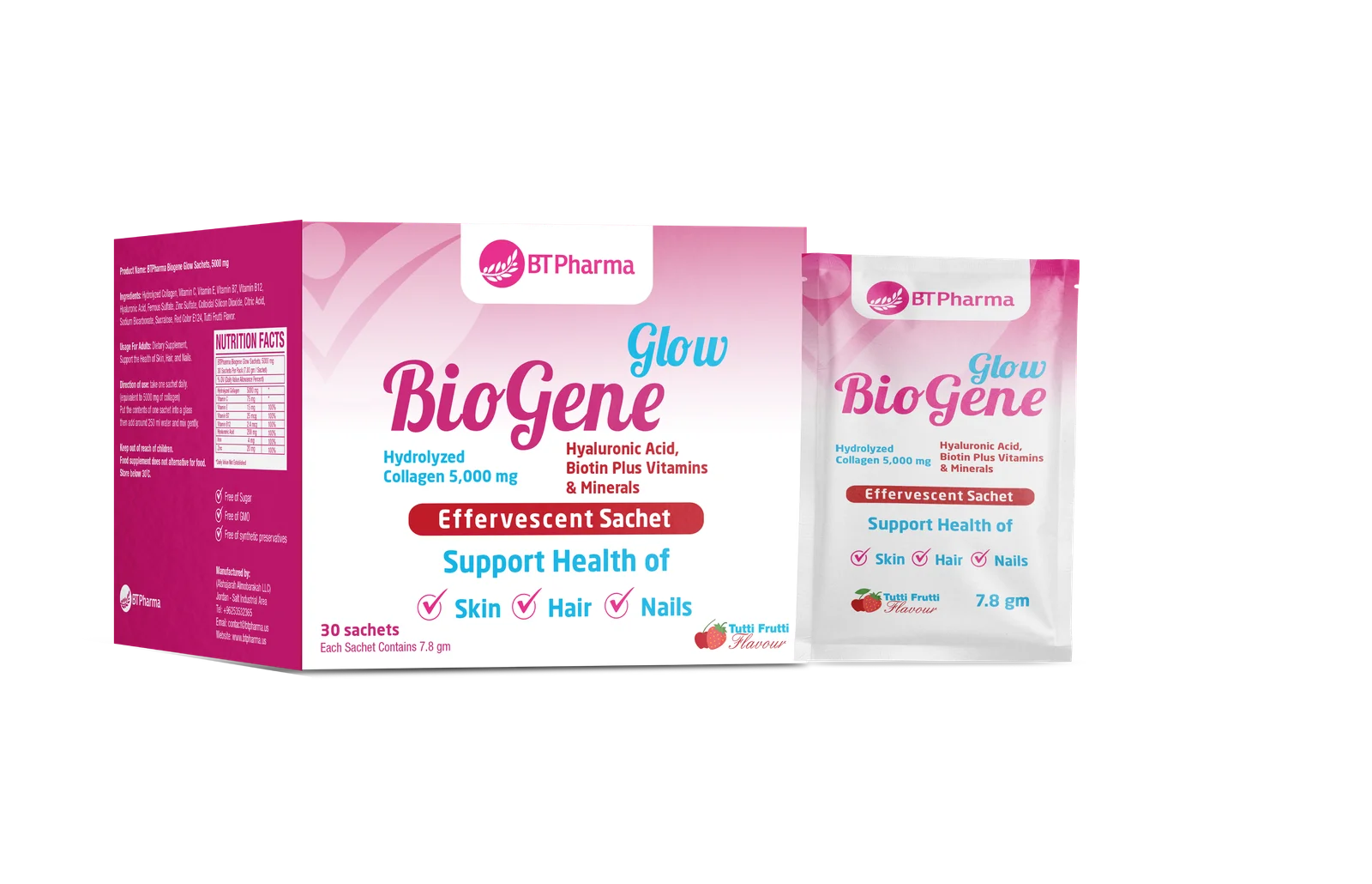 BT Pharma Biogene Glow Effervescent 5000mg 30 Sachets