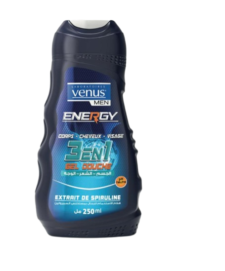 فينوس 3 في 1 جل استحمام للرجال بالسبيرولينا 250مل