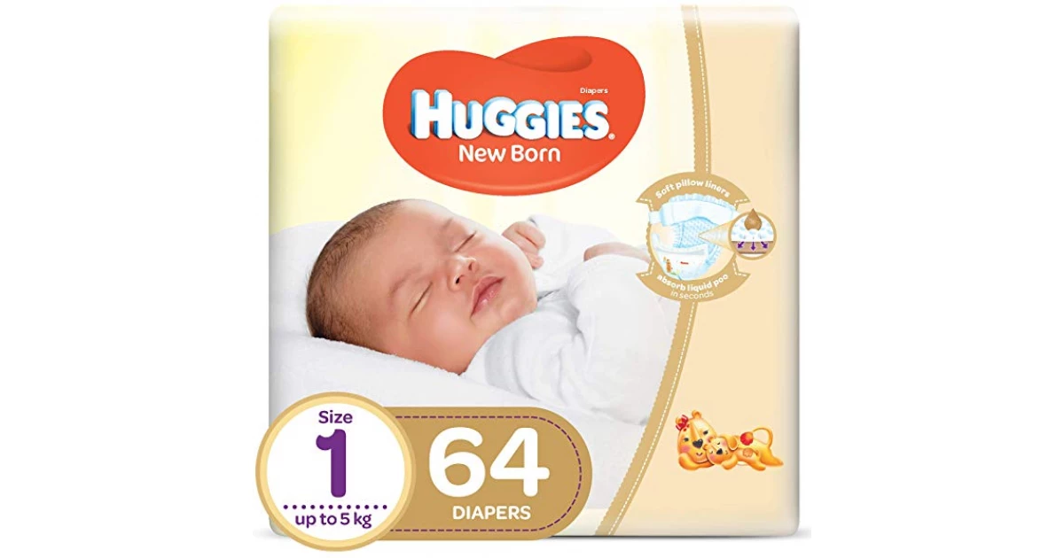 Huggies Newborn Diapers Size 1 (2-5 KG) 64 Diapers